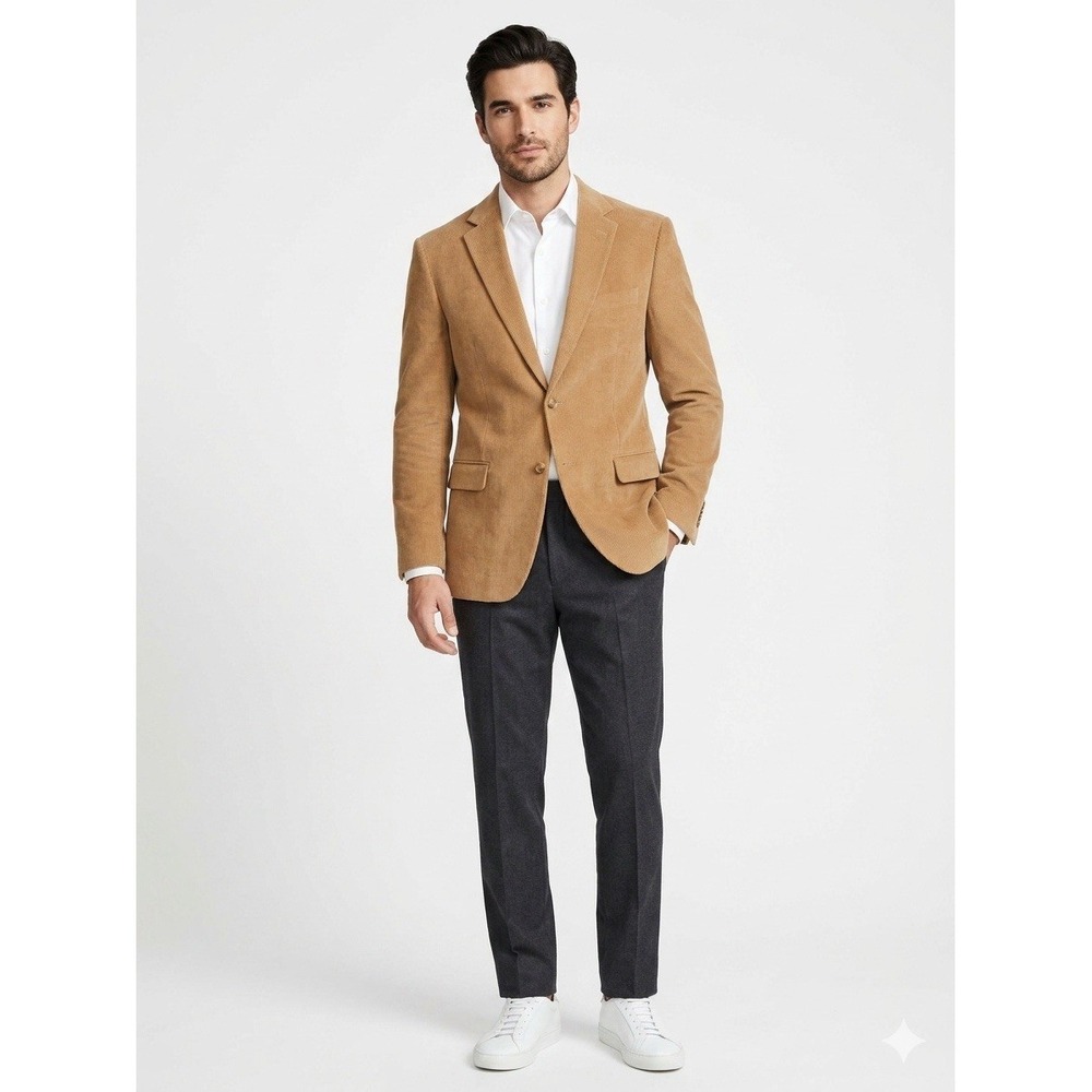 Dockers Camel Corduroy Sport Coat Blazer 40R Tan Cotton Classic Preppy Business